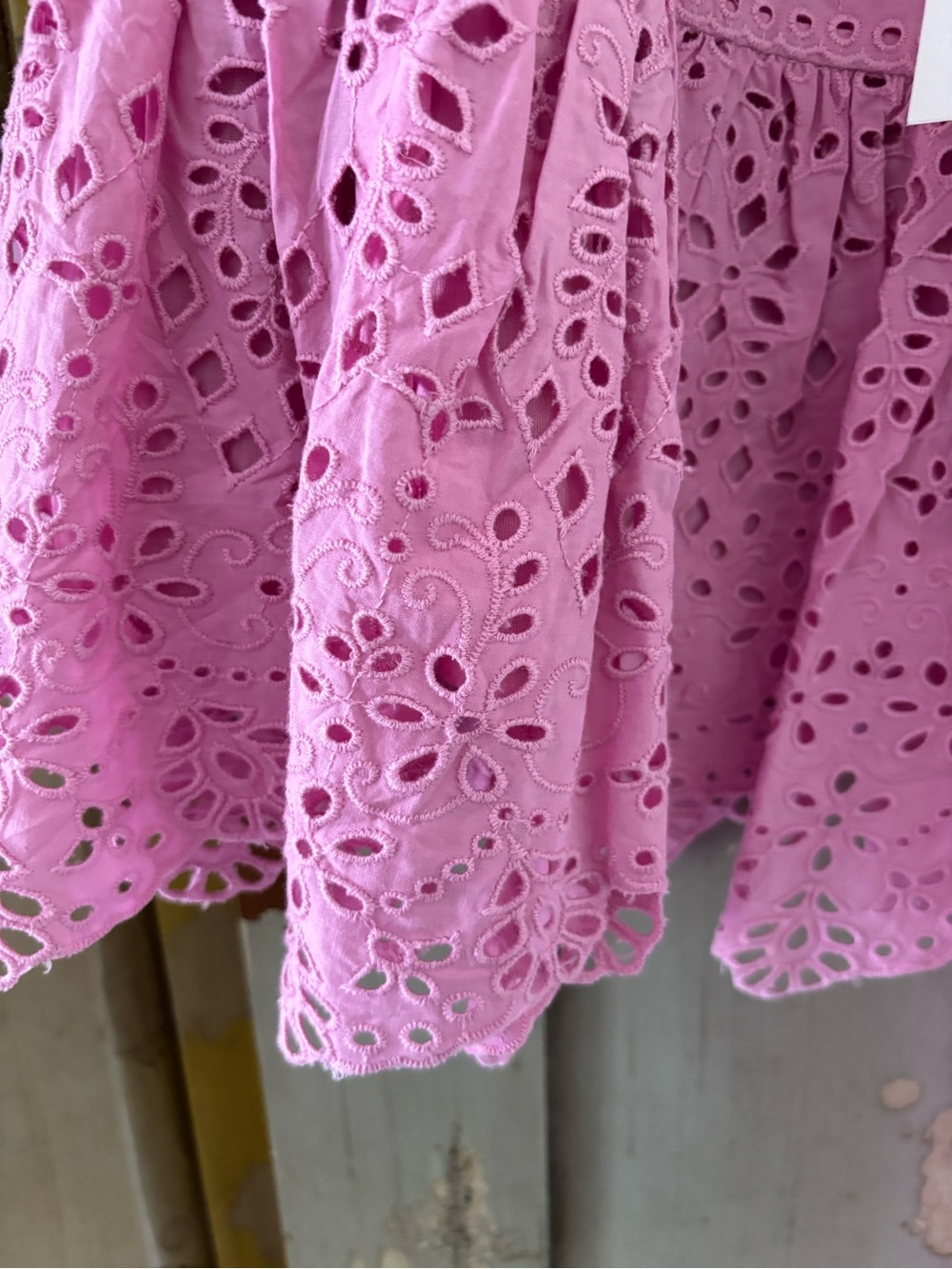 LoveShackFancy Pink Eyelet Tie-Waist Skater Skirt - Picture 8 of 13